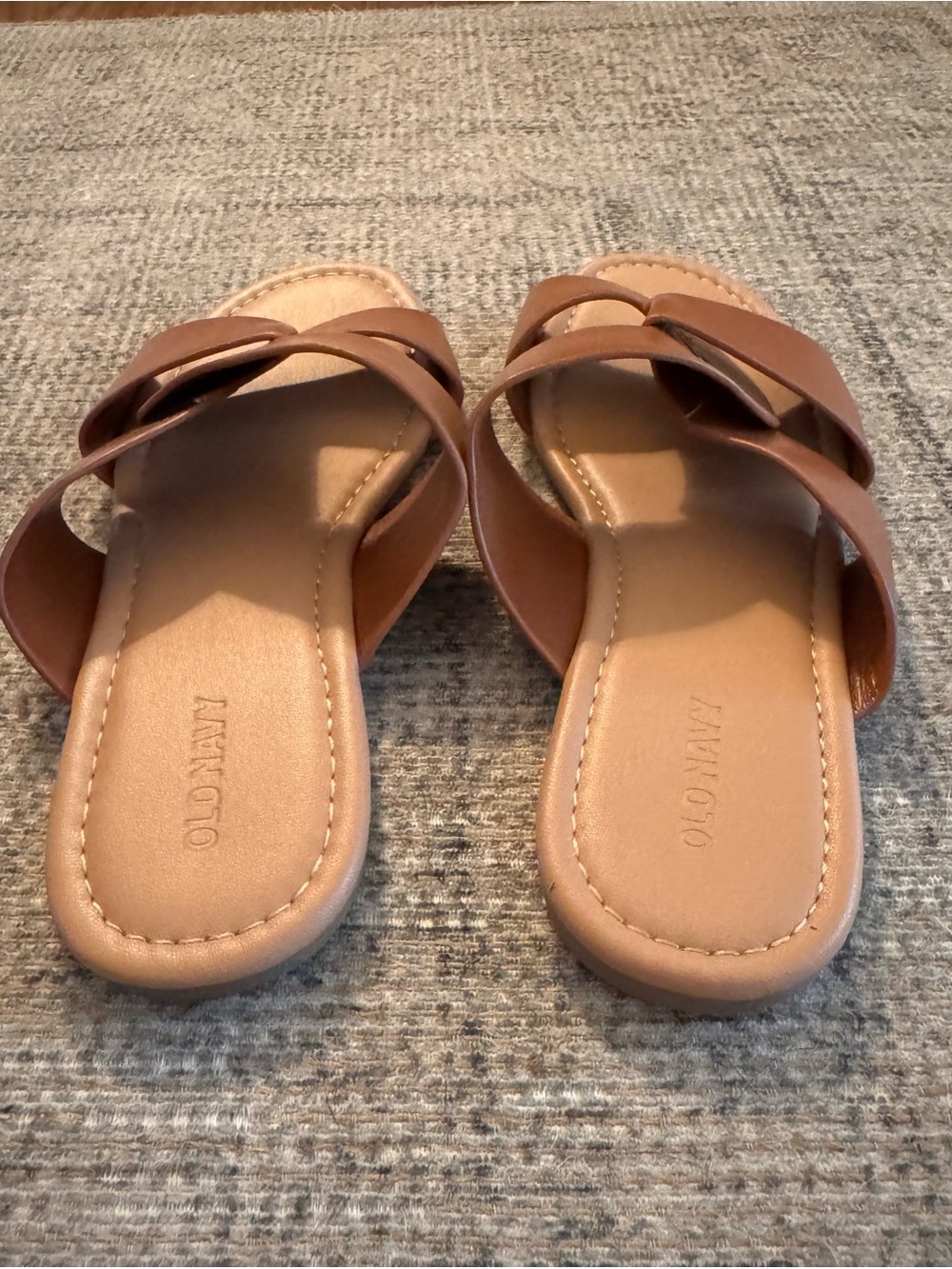Old Navy Cognac Brown Knotted Slide Sandals Size 7 - Picture 2 of 7